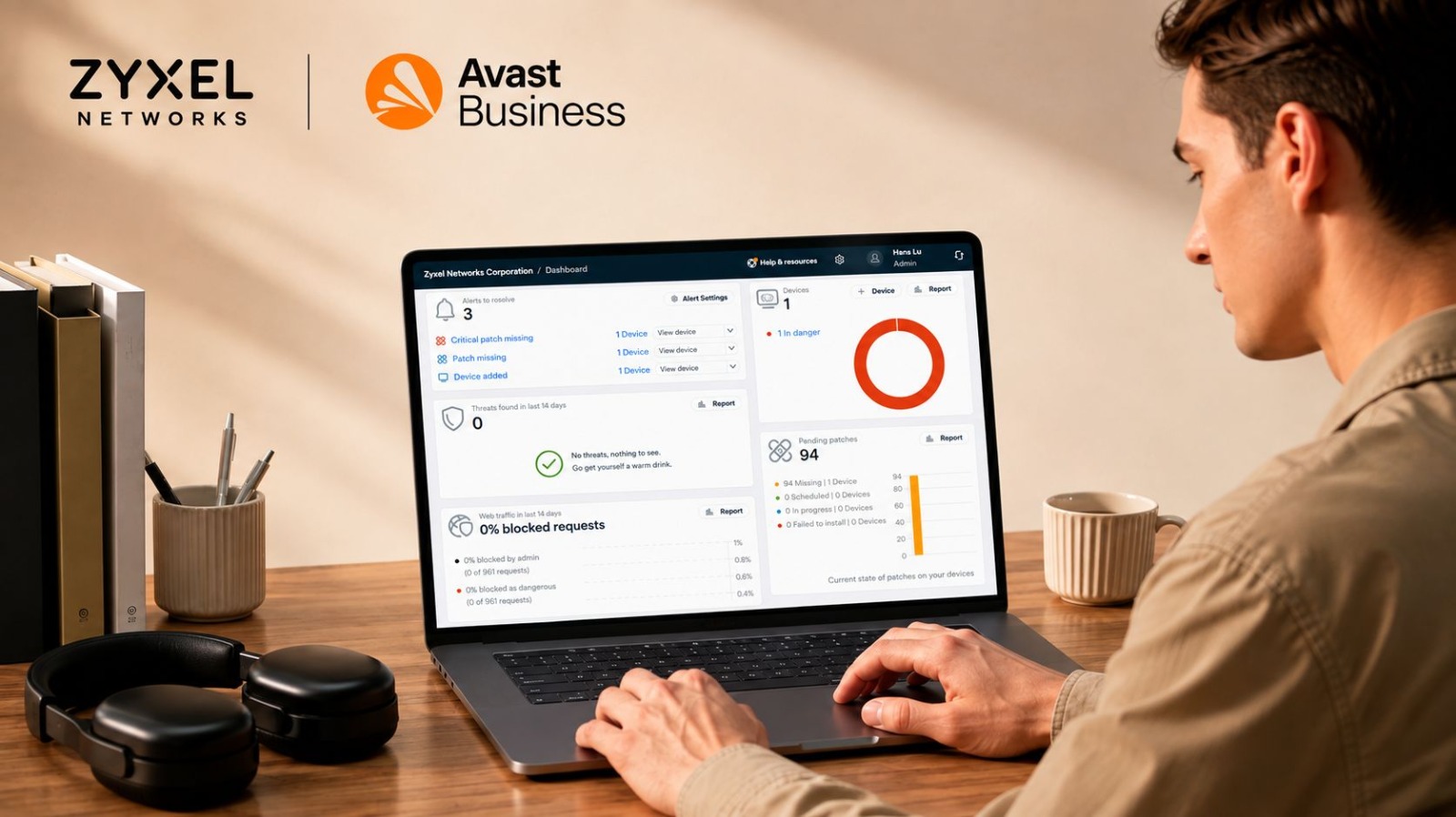 Zyxel Networks y Avast Business: panel de administración de seguridad de dispositivos